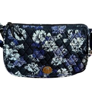 SALE Vera Bradley Quilted Blue Floral Crossbody Bag Turn Lock Shoulder Bag